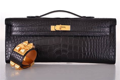 hermes clutch bag black|hermes crocodile clutch.